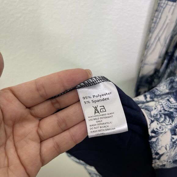 Dalia Macphee Dress Medium Midi Rib Sweater Nautical Spode Italy Print Pleated - Picture 7 of 10